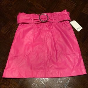 Bar lll faux leather skirt paper bag waste with belt